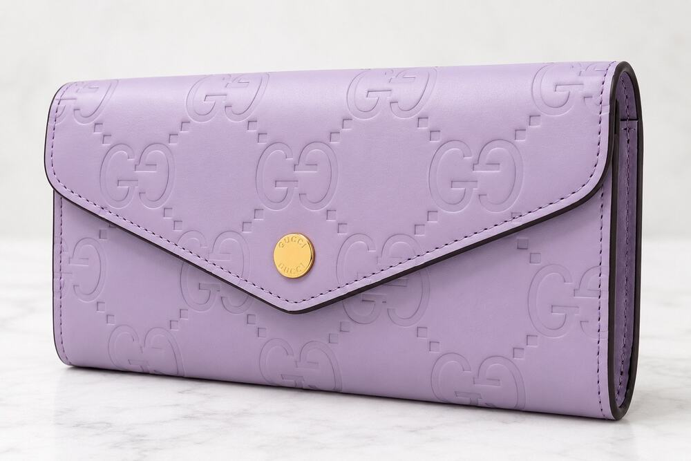 GUCCI GILBER Jumbo GG Long Wallet 861276 Lavander